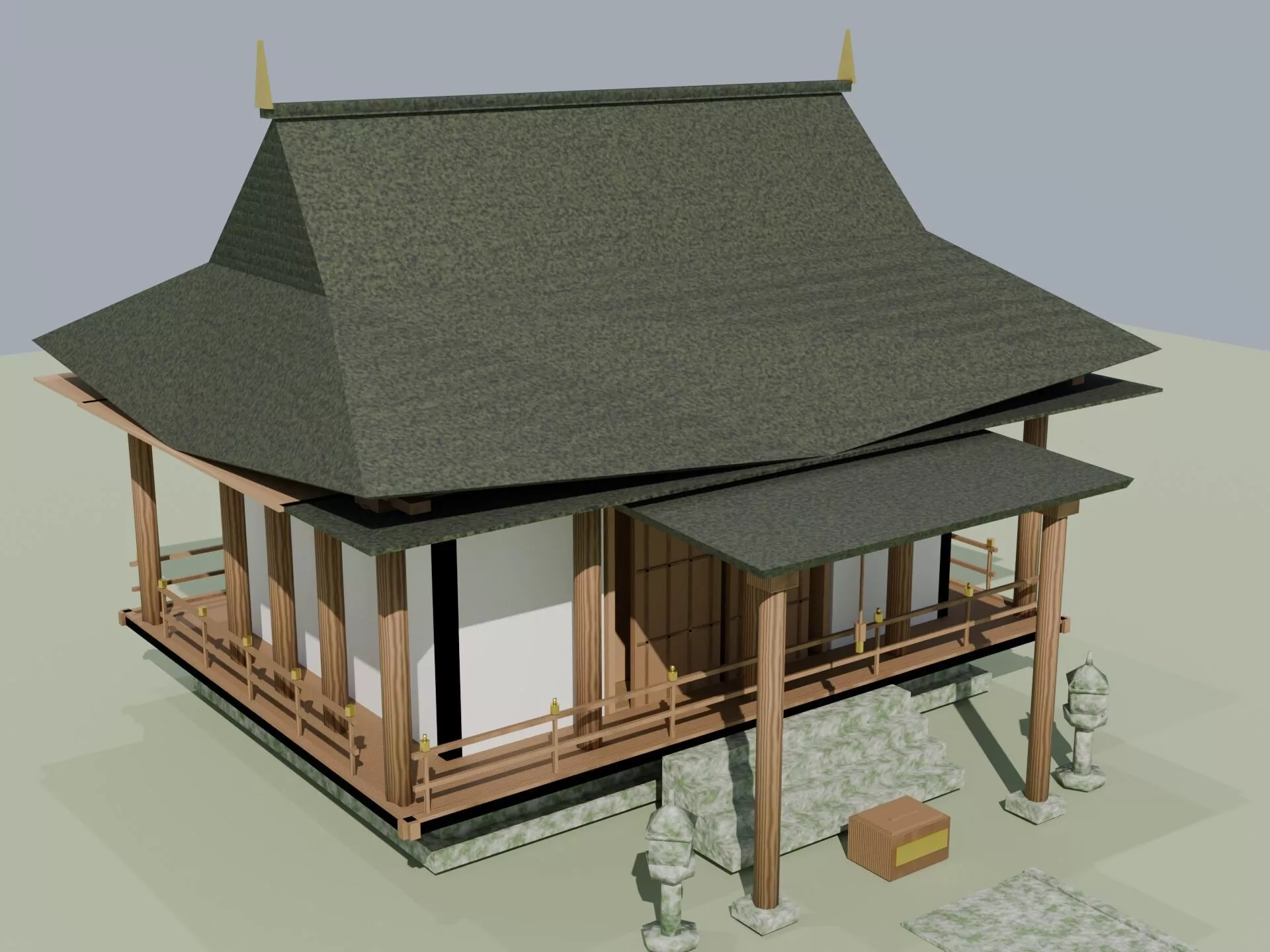 Japanese Buddhist Temple Low Poly 3D Model Low-poly 3D model