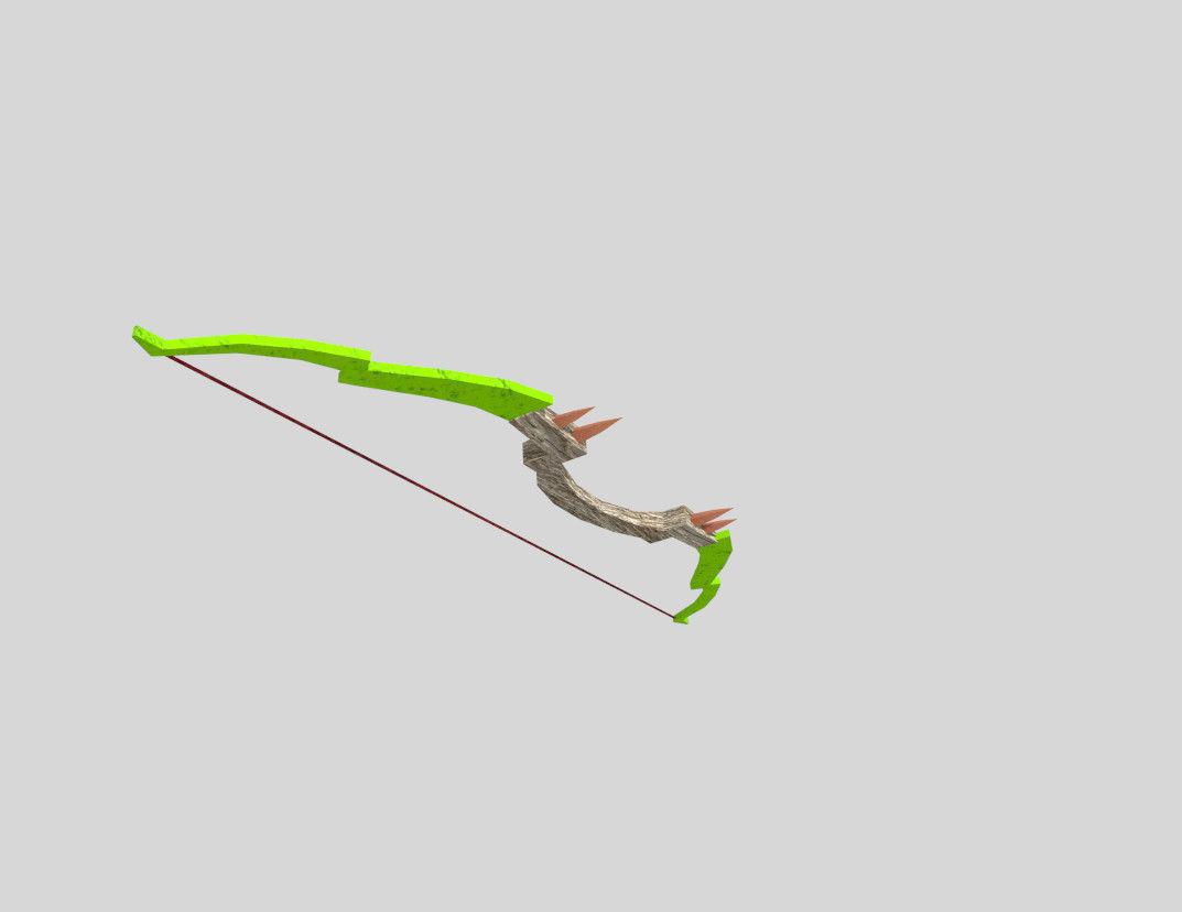 low poly fantasy bow 2 Low-poly 3D model_3