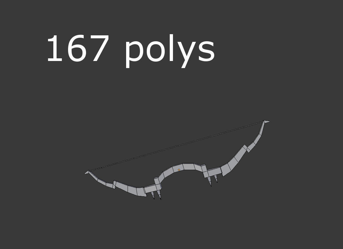 low poly fantasy bow 2 Low-poly 3D model_4