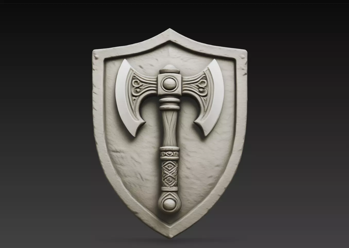 Battle Axe Shield Relief STL Medieval Wall Decor 3D print model