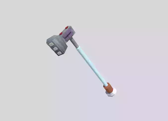 low poly fantasy hammer 3