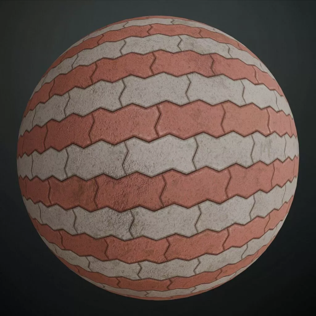 Realistic Alternating Unipaver Blocks PBR Seamless Texture