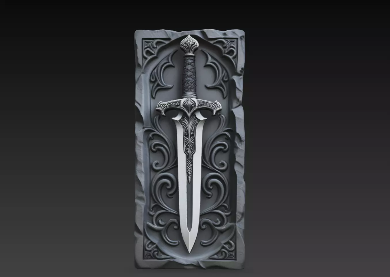 Fantasy Sword Wall Relief STL Medieval Decor 3D print model