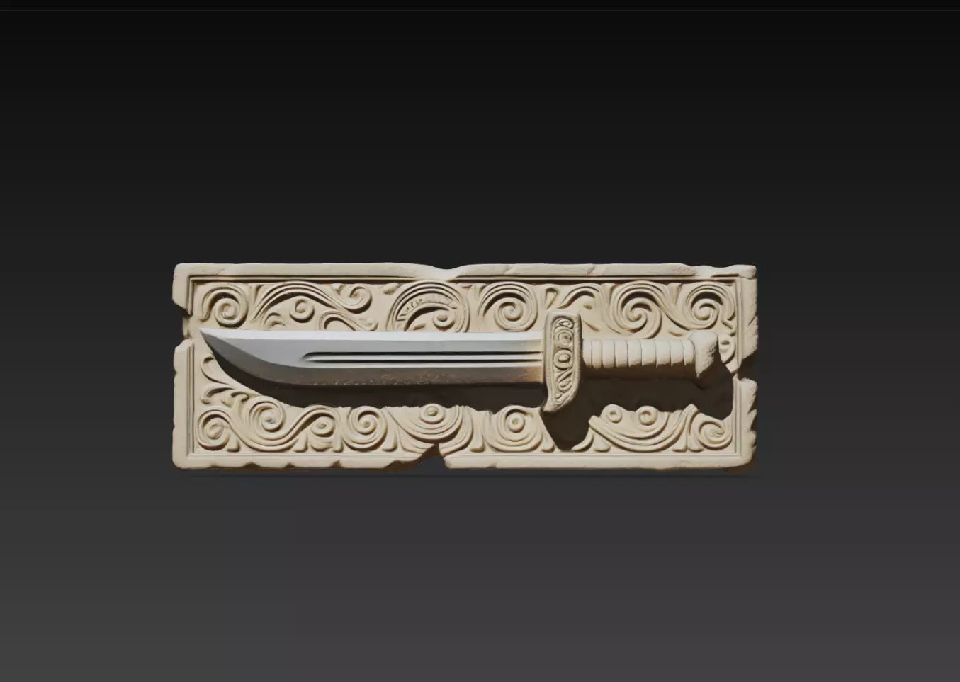 Ancient Dagger Wall Relief STL Fantasy Weapon 3D print model