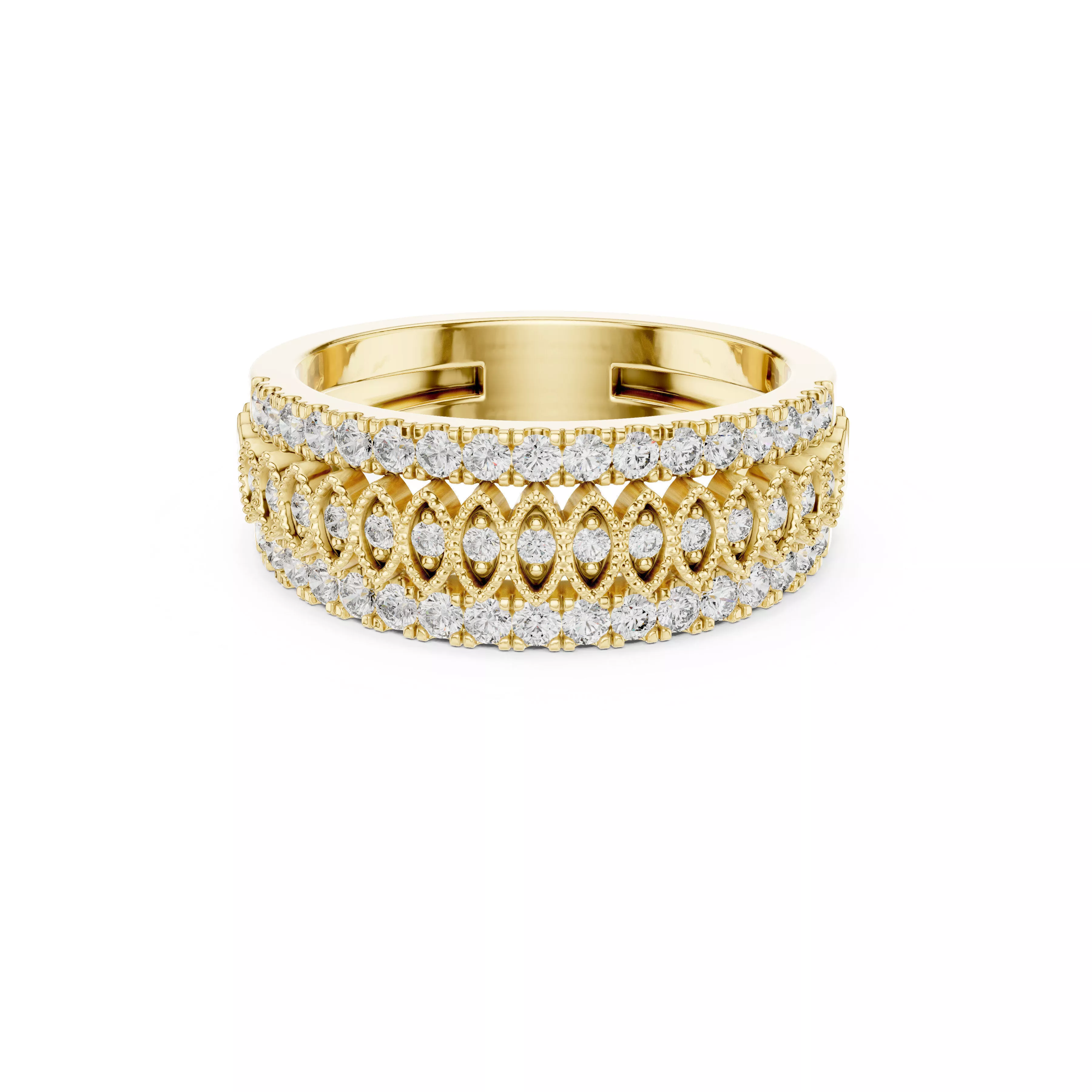 Luxury Vintage Diamond Pattern Band Ring CAD Design 3D print model