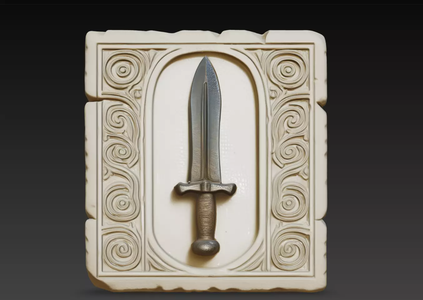 Ancient Dagger Wall Relief STL Fantasy Decor 3D print model