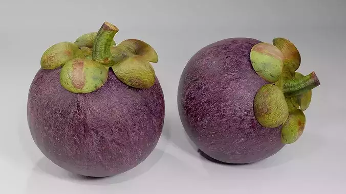 Realistic Mangosteen Whole and Cut 3D Model PBR Asset Low-poly 3D model 5