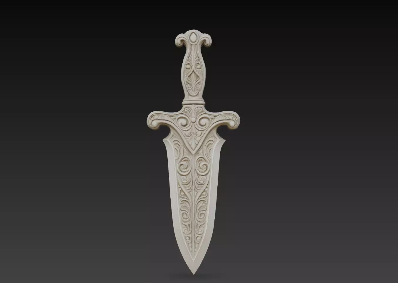 Ornate Medieval Dagger STL Fantasy Blade 3D print model