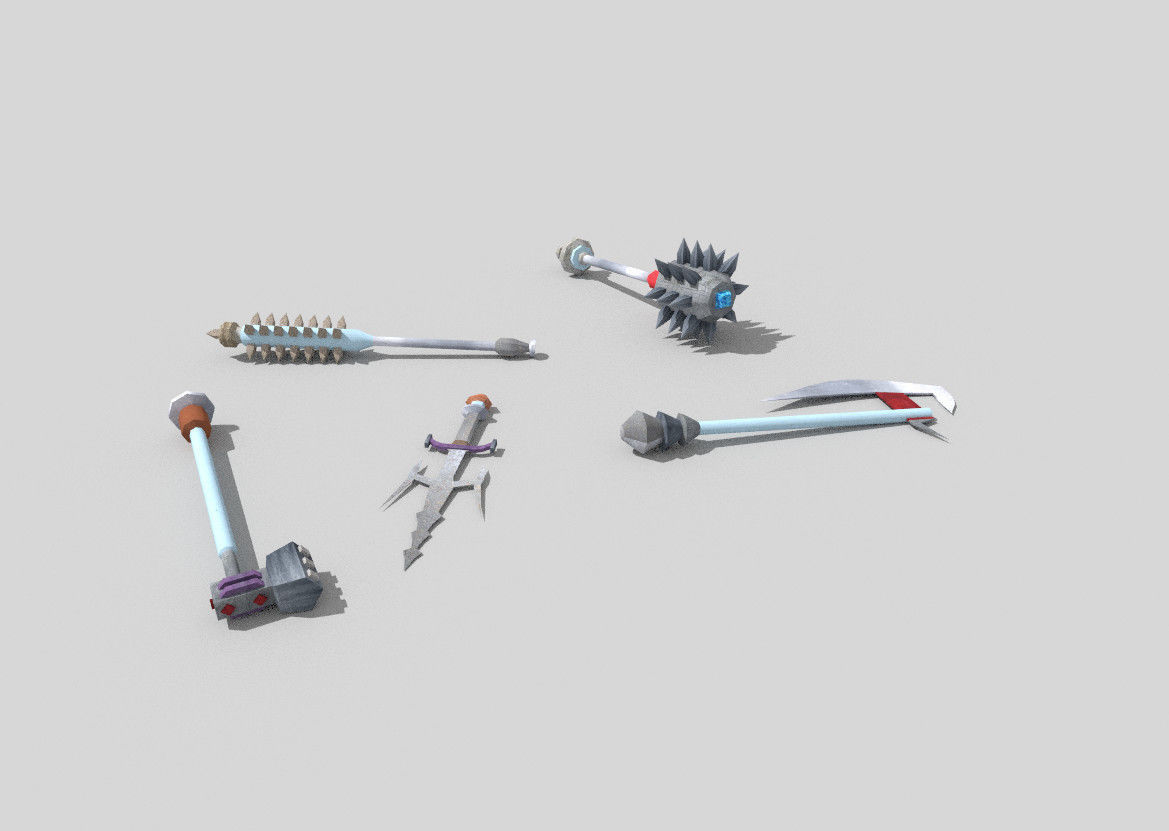 5 low poly fantasy weapons pack 2 Low-poly 3D model_2