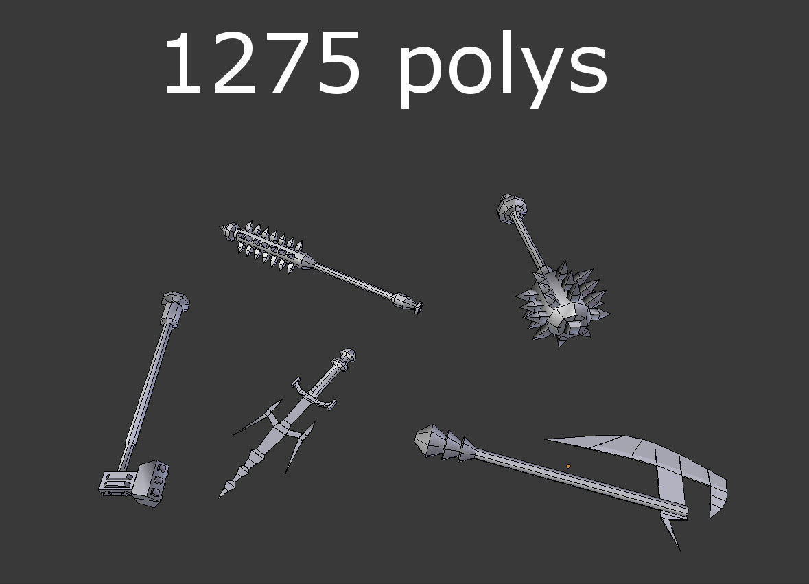 5 low poly fantasy weapons pack 2 Low-poly 3D model_4