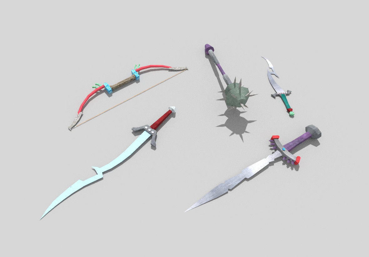 5 low poly fantasy weapons pack 3 Low-poly 3D model_5