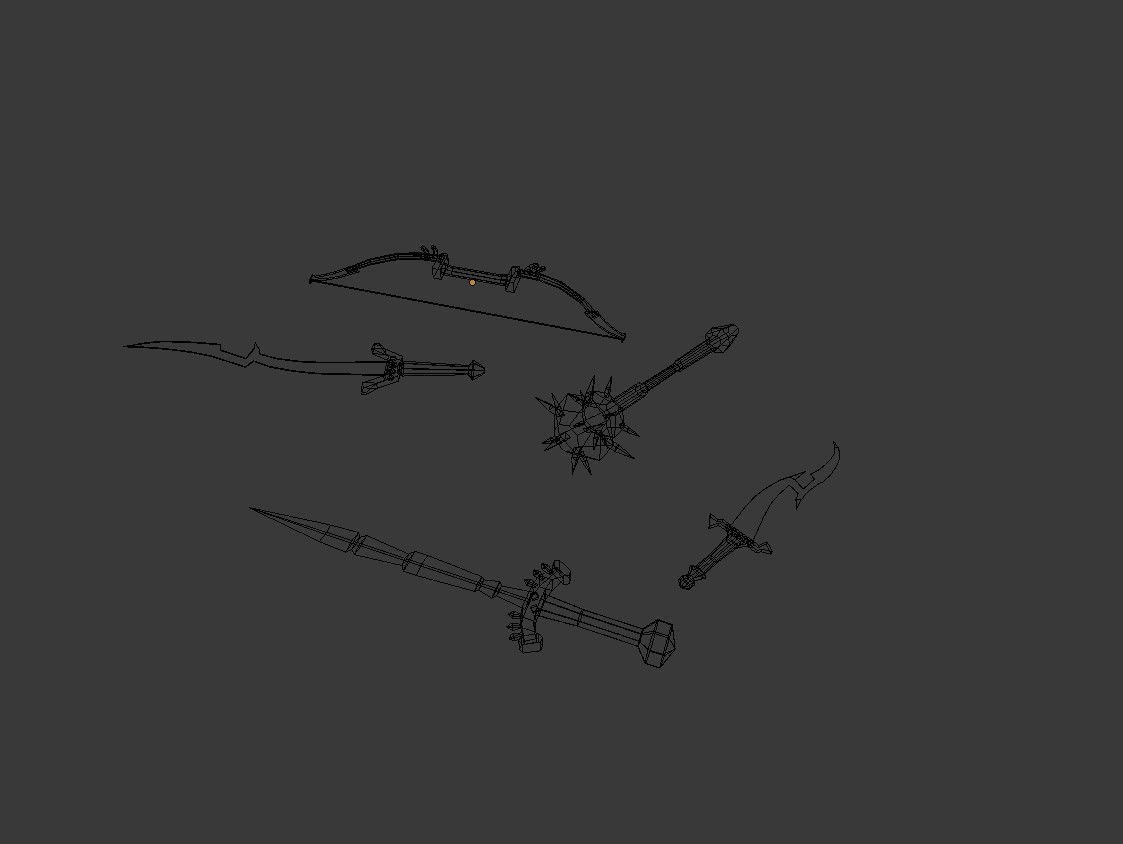 5 low poly fantasy weapons pack 3 Low-poly 3D model_2