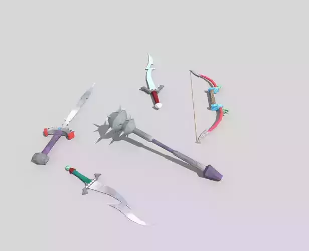5 low poly fantasy weapons pack 3