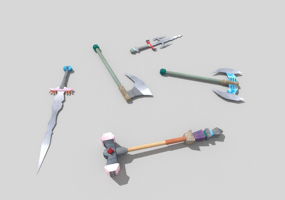 5 low poly fantasy weapons pack 4 Low-poly 3D model_5