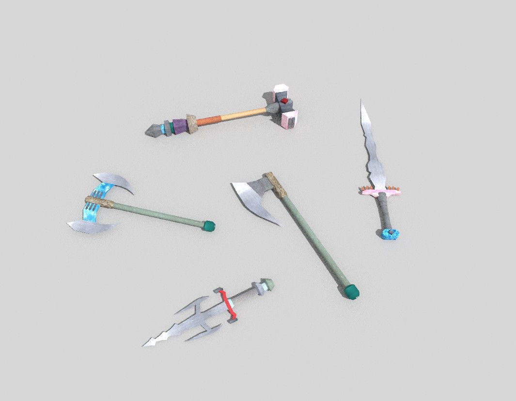 5 low poly fantasy weapons pack 4 Low-poly 3D model_1