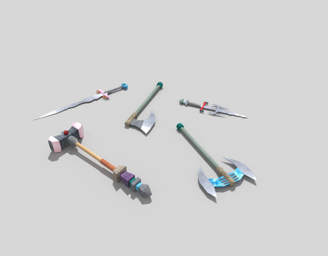 5 low poly fantasy weapons pack 4 Low-poly 3D model_2