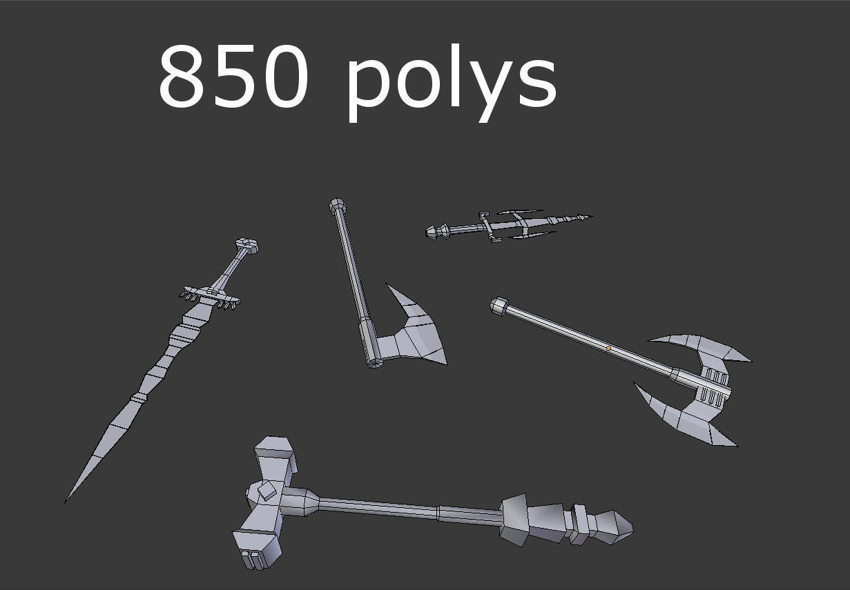 5 low poly fantasy weapons pack 4 Low-poly 3D model_4