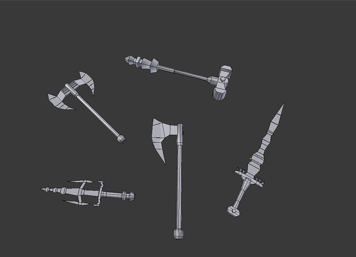 5 low poly fantasy weapons pack 4 Low-poly 3D model_3