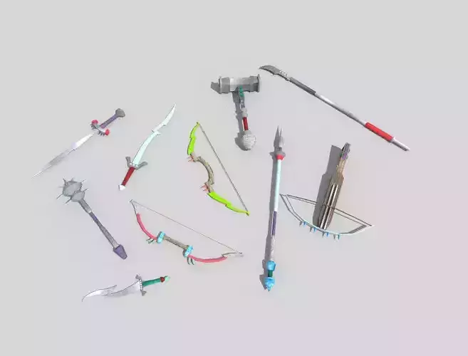 10 low poly fantasy weapons pack