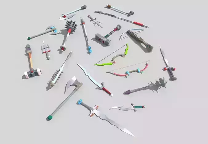 20 low poly fantasy weapons pack