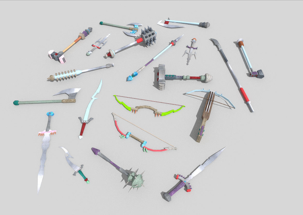 20 low poly fantasy weapons pack Low-poly 3D model_1