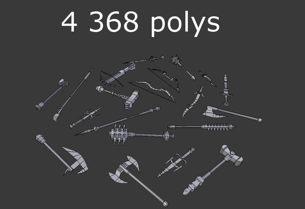 20 low poly fantasy weapons pack Low-poly 3D model_5