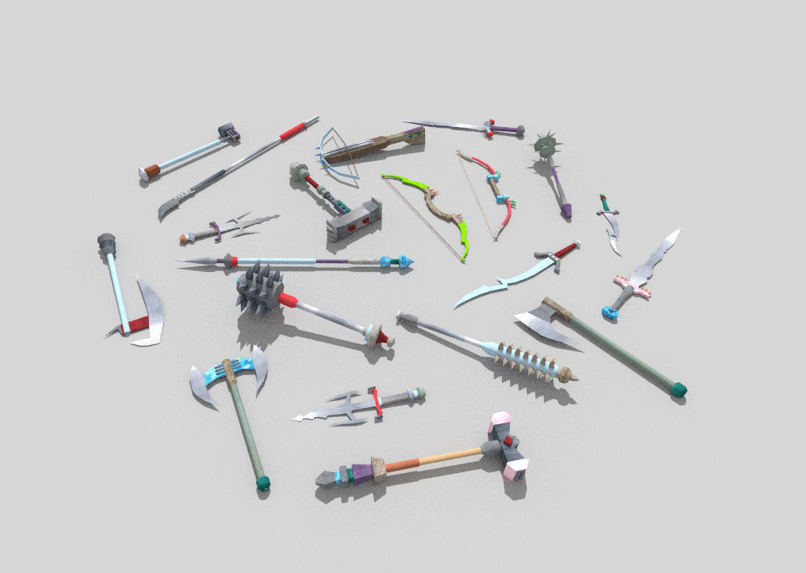 20 low poly fantasy weapons pack Low-poly 3D model_2