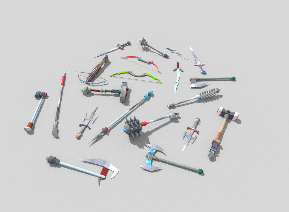 20 low poly fantasy weapons pack Low-poly 3D model_3
