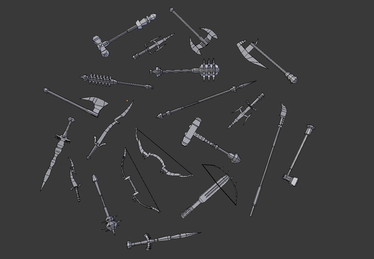 20 low poly fantasy weapons pack Low-poly 3D model_6