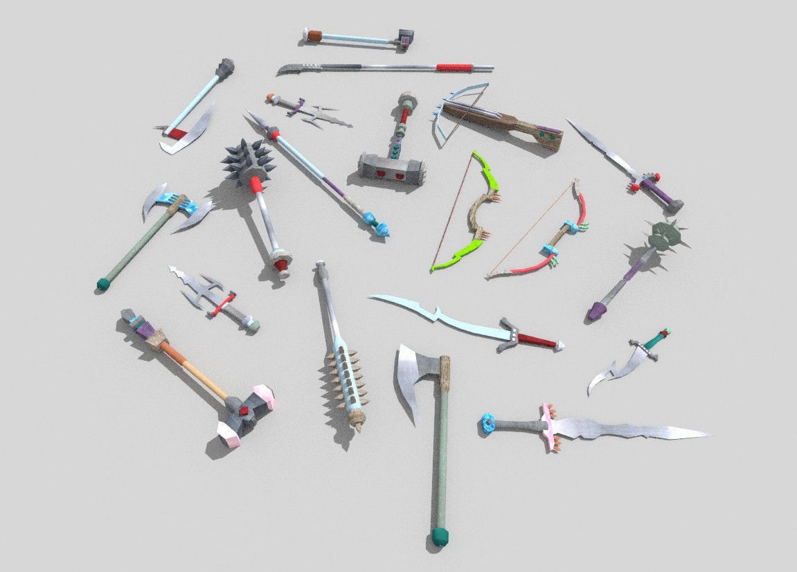 20 low poly fantasy weapons pack Low-poly 3D model_4