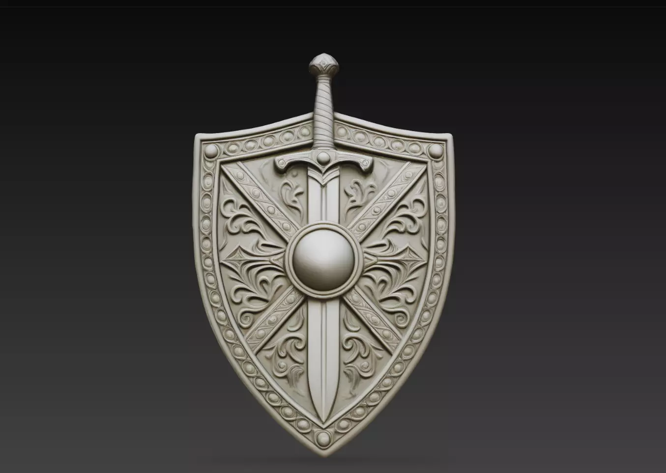 Knight Shield and Sword Relief STL Fantasy Decor 3D print model