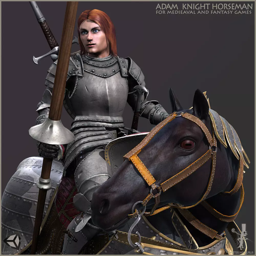 Adam Knight Horseman  Low-poly 3D model_0