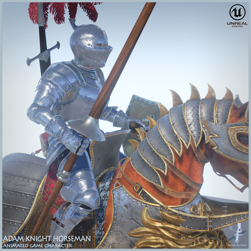 Adam Knight Horseman  Low-poly 3D model_32