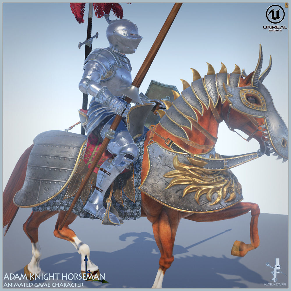 Adam Knight Horseman  Low-poly 3D model_30