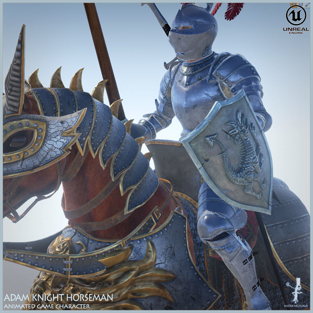 Adam Knight Horseman  Low-poly 3D model_27
