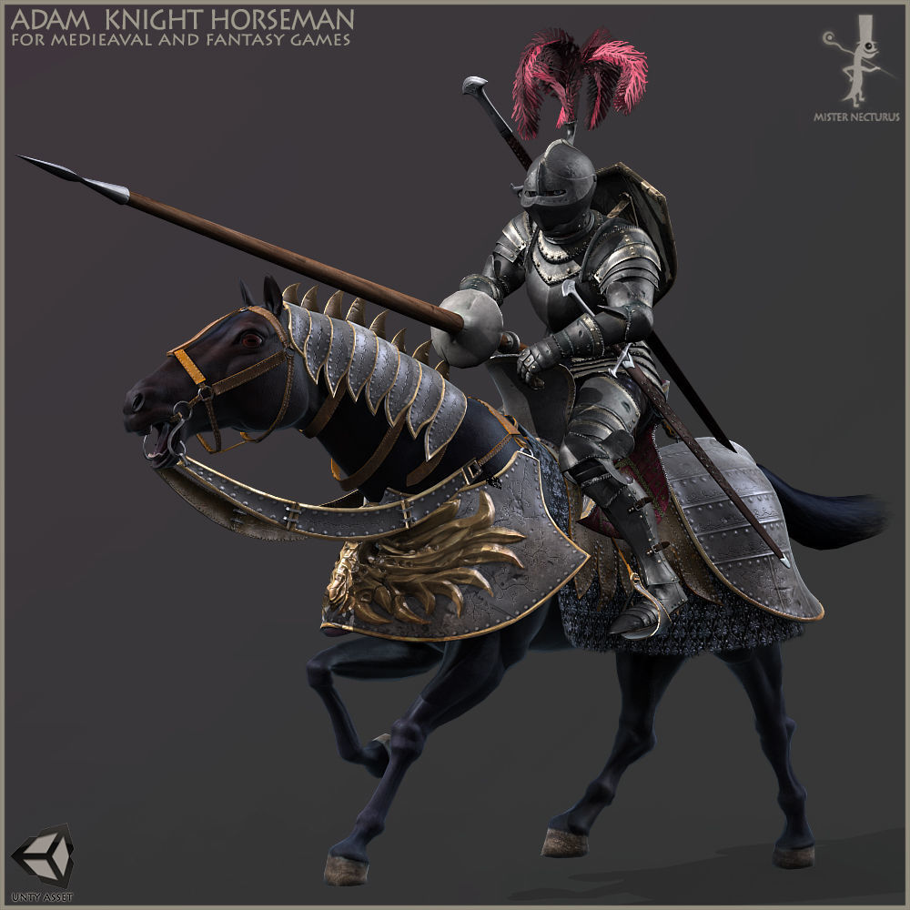 Adam Knight Horseman  Low-poly 3D model_9