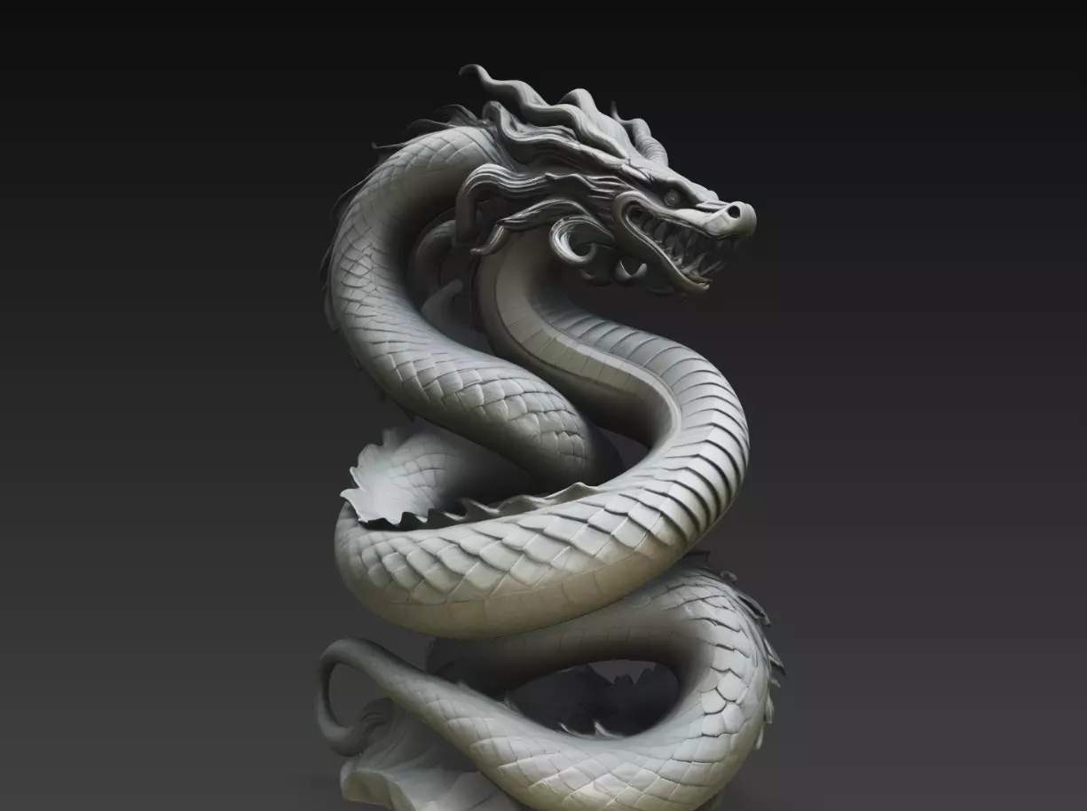 Ancient Serpent Dragon STL Mythology Creature Sculpture 3D print model