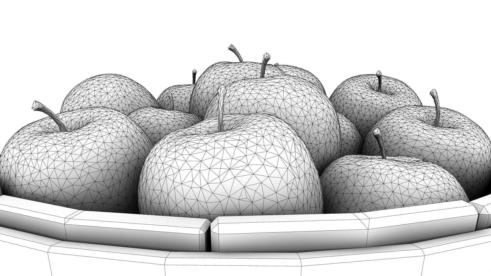 Wooden Bucket with Apples 3D model_9