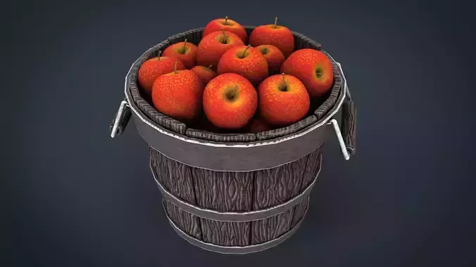 Wooden Bucket with Apples