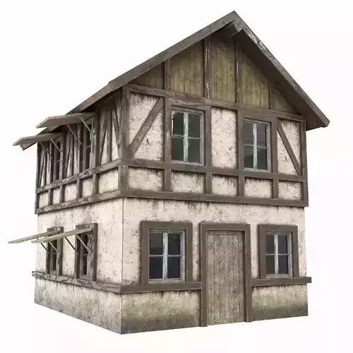 Low Poly Bilding wooden house