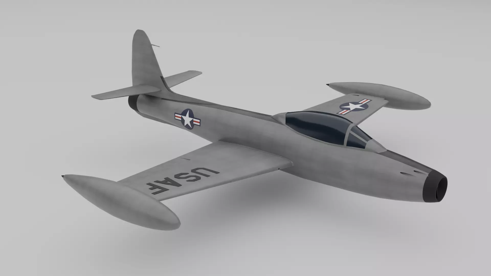 Early American Fighter Jet F-84 Low-poly 3D model