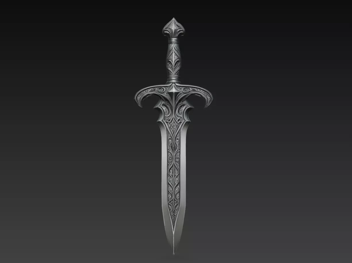 Ornamental Fantasy Dagger STL 3D Print Weapon 3D print model