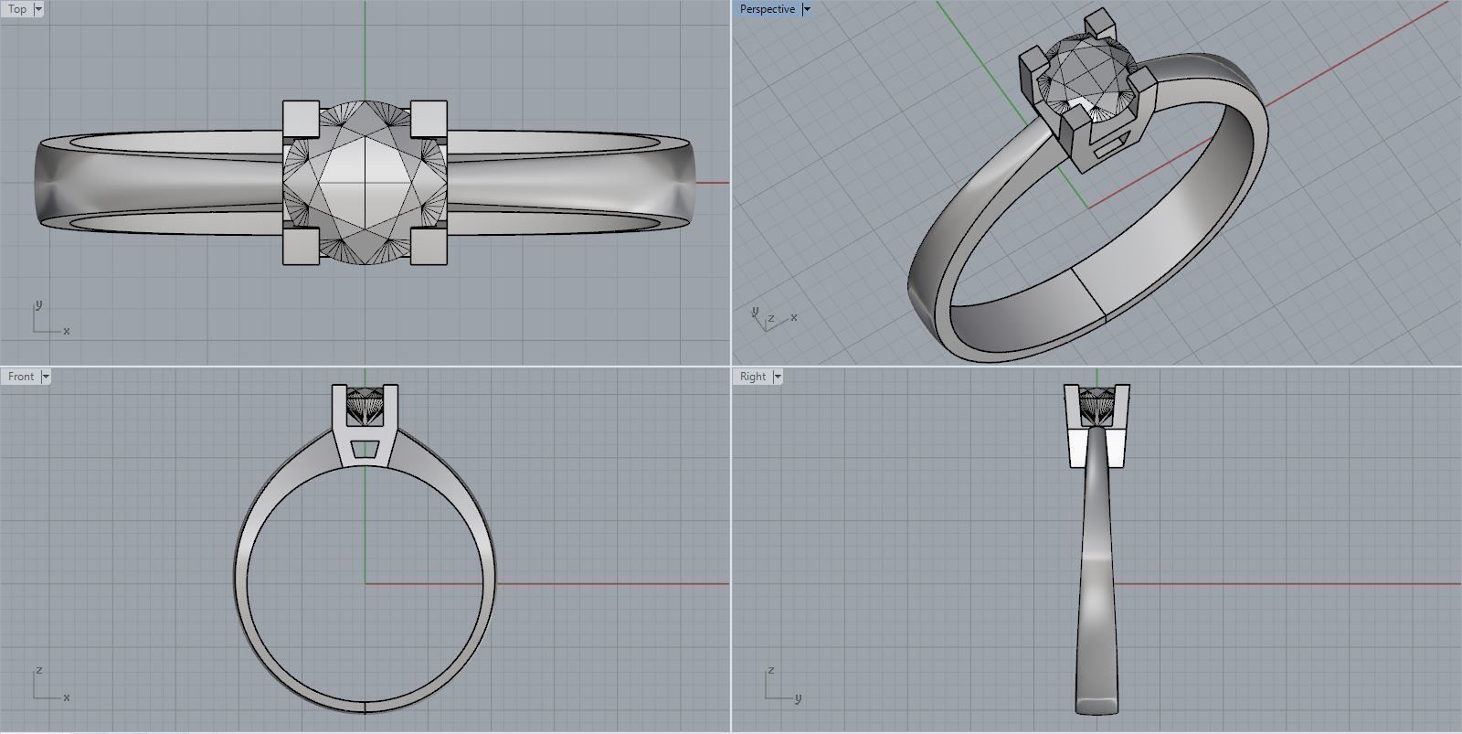 Gold Ring with Diamond 3D print model_1