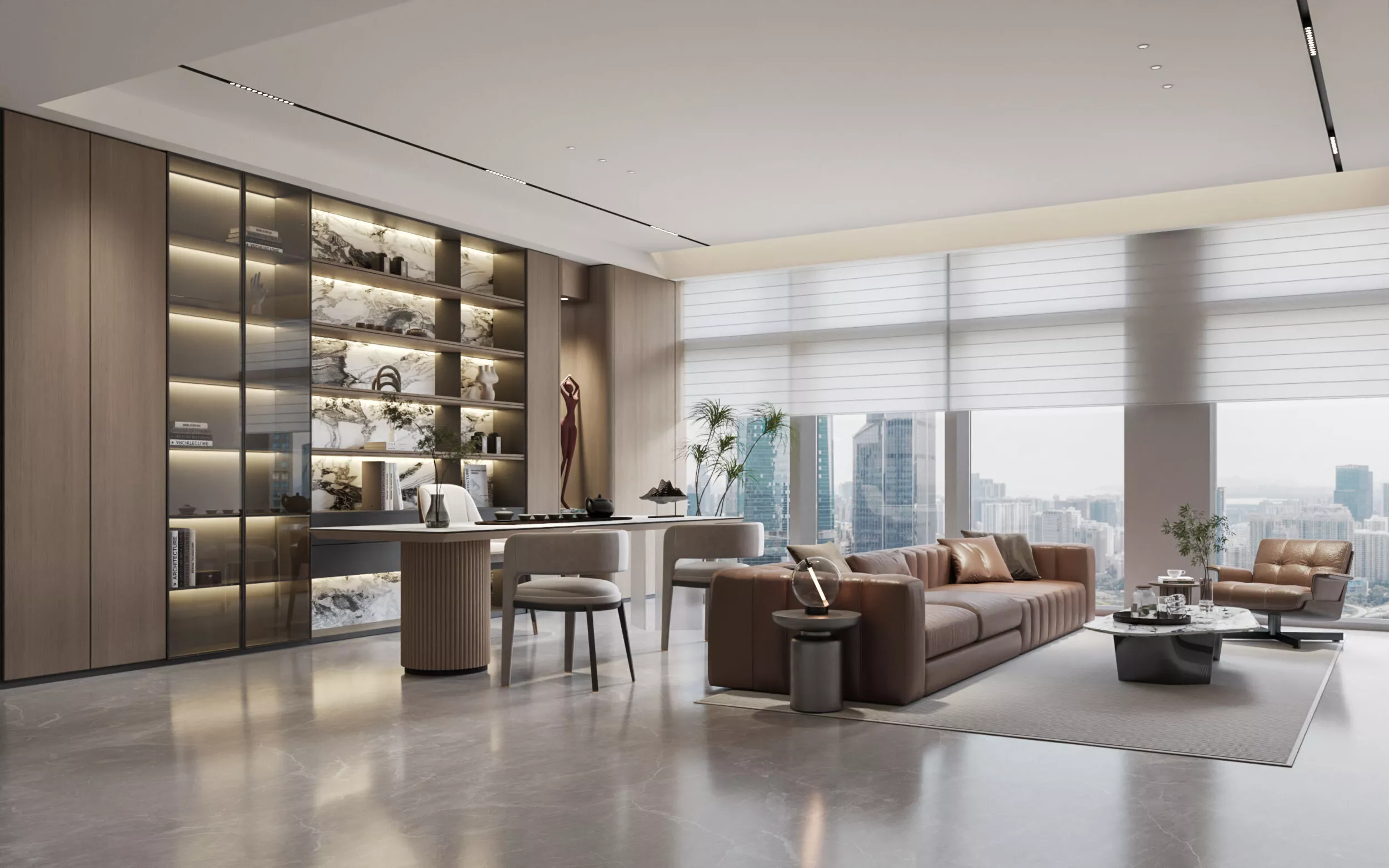Modern manager office and meeting room interior 3D model
