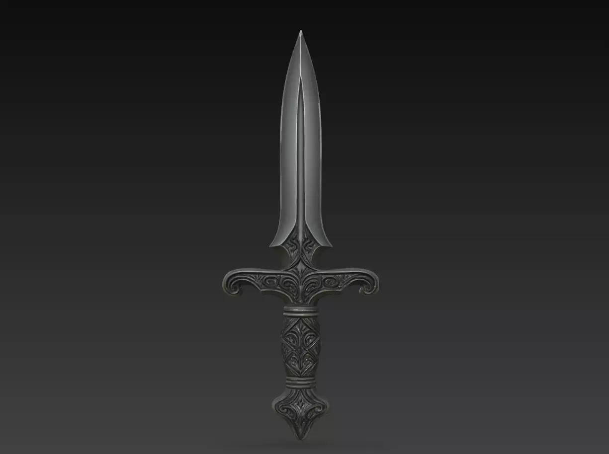 Dark Fantasy Dagger STL Medieval Weapon 3D print model
