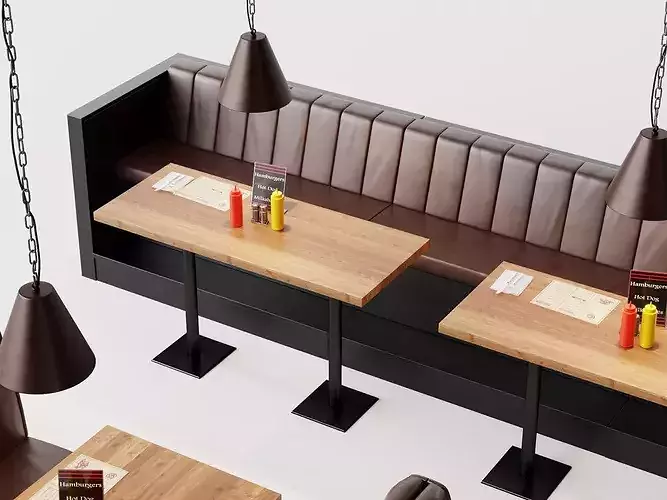 Modern Restaurant Multi  Color Booth Seating Combination Low-poly 3D model 7