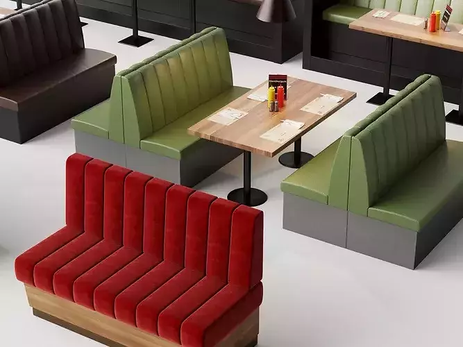 Modern Restaurant Multi  Color Booth Seating Combination Low-poly 3D model 3