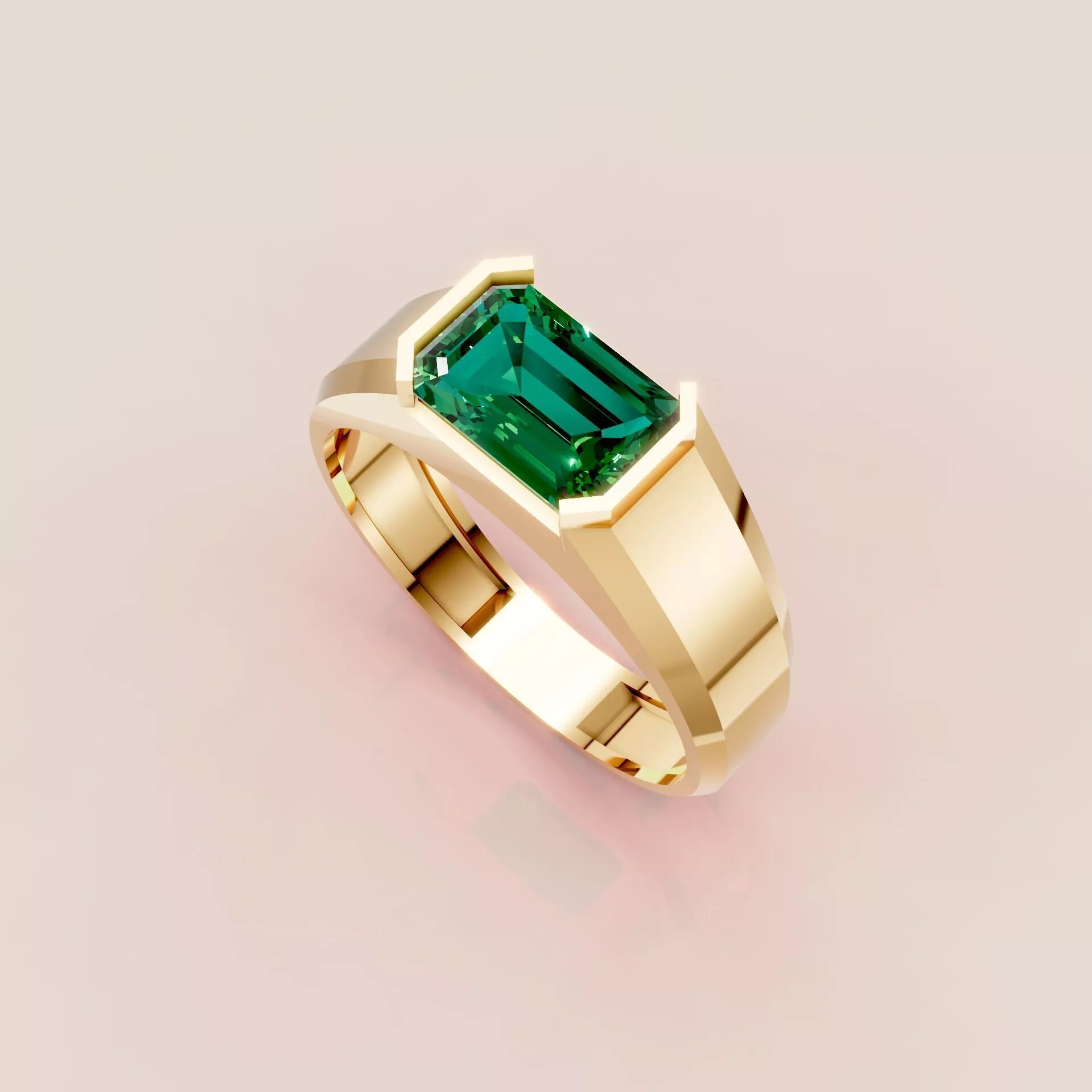 Emerald Gemstone Gold Ring 3D Model Free 3D print model