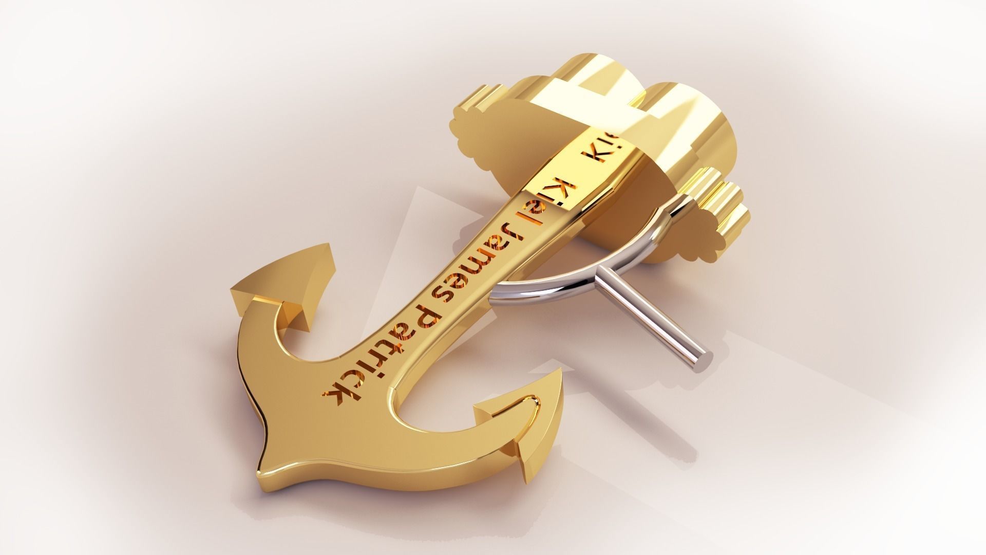 Anchor bracelet rose gold 3D print model_1