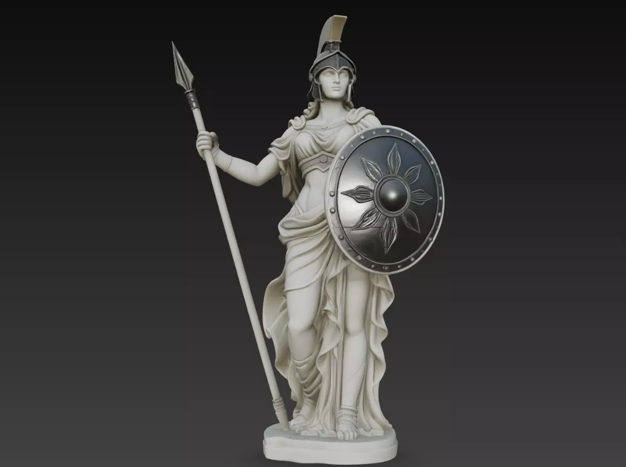 Athena Sunshield Guardian STL Greek Warrior Statue 3D print model